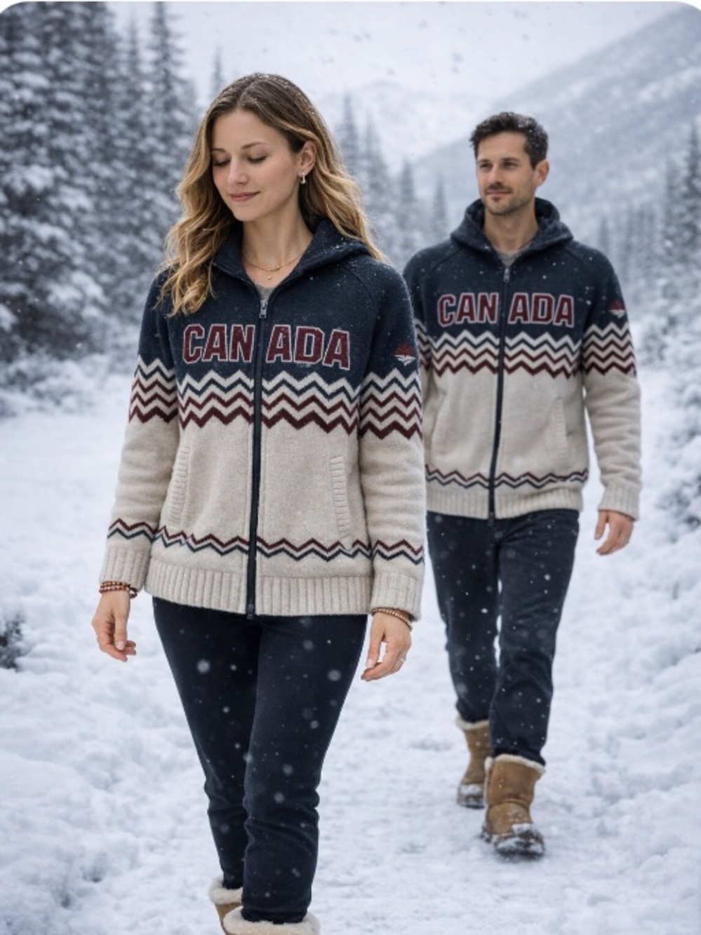 Hudson Bay, 🇨🇦 Patterned Unisex Sweater - Charcoal Gray and Cream (2018)